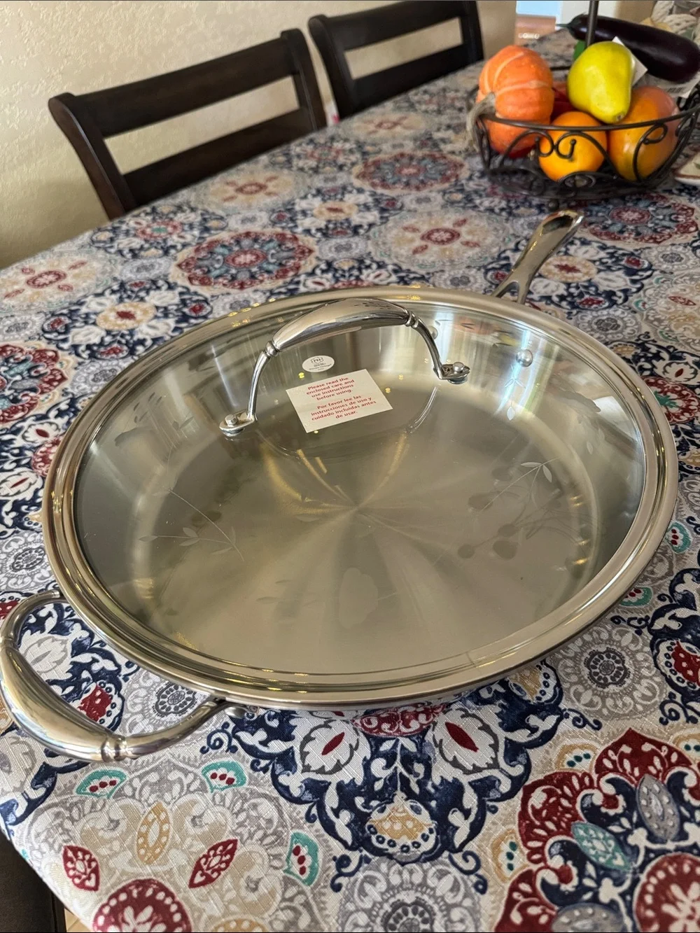 Princess House Triply stainless steel sauté Pan with Glass Lid - Silver